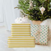 Moderne Gelbe Streifen Weihnachten Geschenkpapier