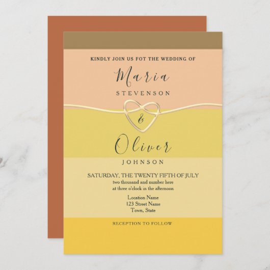 Moderne Gelbe Terracotta Hochzeit Einladung (Vorne/Hinten)