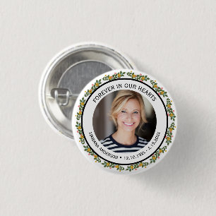 Moderne gelbe und blaue Blumengedächtnis-Schaltflä Button