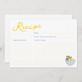 Moderne gelbe und blaue Rezept-Karte Einladung (Vorne/Hinten)