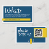 Moderne gelbe und blaue Seite mit QR Code Hochzeit Begleitkarte (Vorne/Hinten)