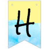 Moderne gelbe und blaue Wasserfarbe glückliche Pen Wimpelkette (Erste Fahne)