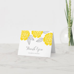 Moderne gelbe und graue Rose danken Ihnen Dankeskarte