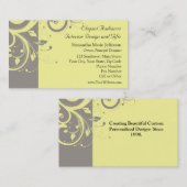 Moderne gelbe und graue Strudel-Hochzeit Visitenkarte (Vorne/Hinten)