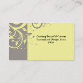 Moderne gelbe und graue Strudel-Hochzeit Visitenkarte (Rückseite)