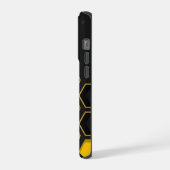 Moderne gelbe und schwarze Wabenstruktur Muster in iPhone Hülle (Linke Seite)