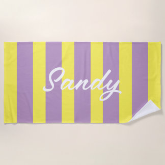 Moderne gelbe und violette benutzerdefinierte Name Strandtuch