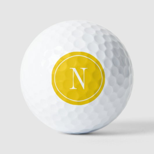 Moderne gelbe und weiße Monogrammanfangsbuchstabe Golfball (Vorderseite)