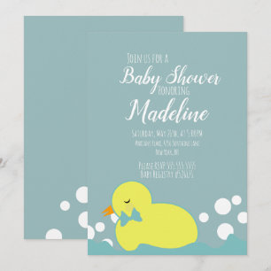 Moderne gelbe warme Babyparty-Einladung für Enten Einladung