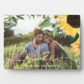 Moderne Gelbe Wasserfarbe Sonnenblumen Foto Hochze Fotoplatte (Vorderseite)