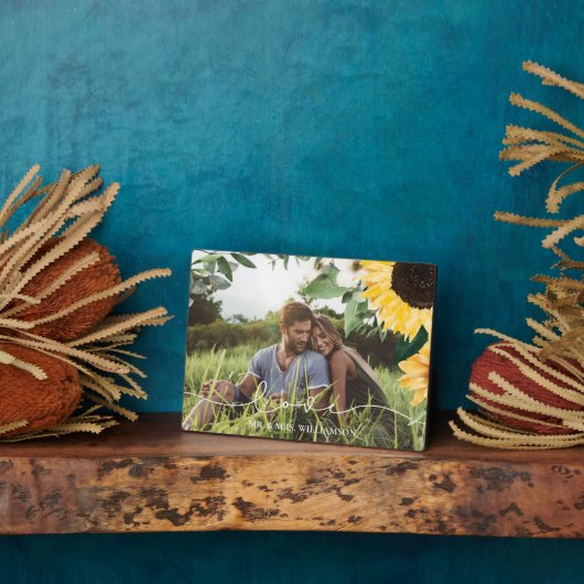 Moderne Gelbe Wasserfarbe Sonnenblumen Foto Hochze Fotoplatte (Seite)