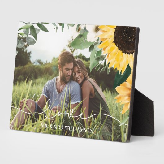 Moderne Gelbe Wasserfarbe Sonnenblumen Foto Hochze Fotoplatte (Seite)