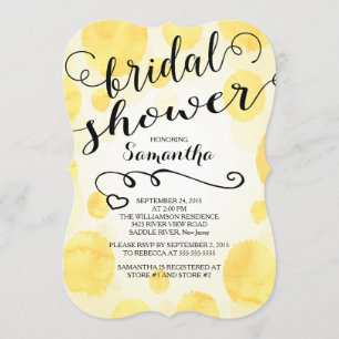 Moderne gelbe Wasserfarben Bridal Dusche Einladung