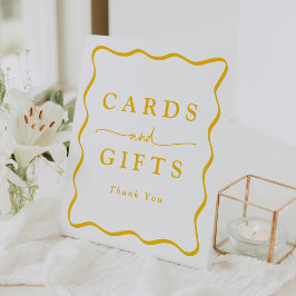 Moderne gelbe Wavy Frame Cards und Geschenke Sockelschild