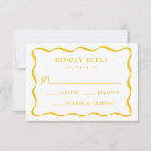 Moderne gelbe Wavy-Rahmen-Hochzeit RSVP Karte (Vorderseite)