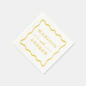 Moderne gelbe Wavy-Rahmen-Hochzeit Serviette (Ecke)