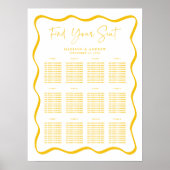 Moderne gelbe Wavy-Rahmen-Hochzeitstabelle Poster (Vorne)