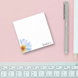 Moderne gelbe weiße Daisy Watercolor personalisier Post-it Klebezettel