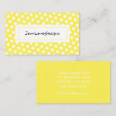 Moderne gelbe weiße Polka Dots Muster Chic Visitenkarte (Vorne/Hinten)