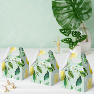Moderne gelbe Zitronen-Blumen-Script-Brautparty Geschenkschachtel