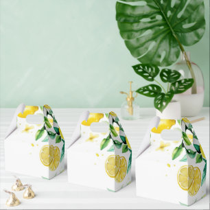 Moderne gelbe Zitronen-Blumenschrift Brautparty Geschenkschachtel