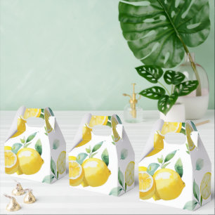 Moderne gelbe Zitronen-Blumenschrift Brautparty Geschenkschachtel