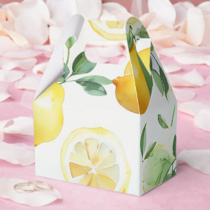 Moderne gelbe Zitronen-Blumenschrift Brautparty Geschenkschachtel