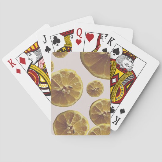 Moderne gelbe Zitronen, frische Fruchtringe Spielkarten (Rückseite)