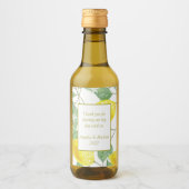 Moderne Gelbe Zitronen Grüne Blätter Hochzeit Weinetikett (Vorderseite)