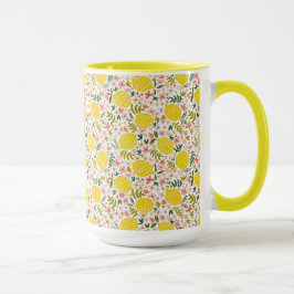 Moderne Gelbe Zitronen mit rosa, floralen Farbtöne Tasse