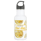 Moderne gelbe Zitronen Muster & drücken Sie den Ta Edelstahlflasche (Vorderseite)