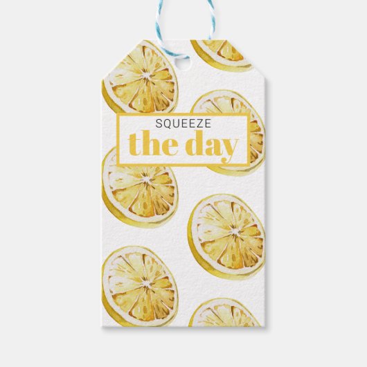 Moderne gelbe Zitronen Muster & drücken Sie den Ta Geschenkanhänger (Vorderseite)