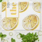 Moderne gelbe Zitronen Muster & drücken Sie den Ta Geschirrtuch (Gefaltet)