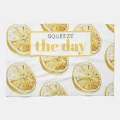 Moderne gelbe Zitronen Muster & drücken Sie den Ta Geschirrtuch (Horizontal)