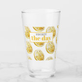 Moderne gelbe Zitronen Muster & drücken Sie den Ta Glas (Vorderseite)