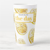 Moderne gelbe Zitronen Muster & drücken Sie den Ta Milchtasse (Vorderseite)