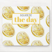 Moderne gelbe Zitronen Muster & drücken Sie den Ta Mousepad (Vorne)
