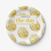 Moderne gelbe Zitronen Muster & drücken Sie den Ta Pappteller (Vorderseite)