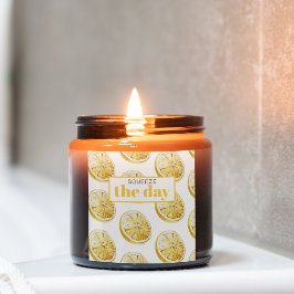 Moderne gelbe Zitronen Muster & drücken Sie den Ta Quadratischer Aufkleber