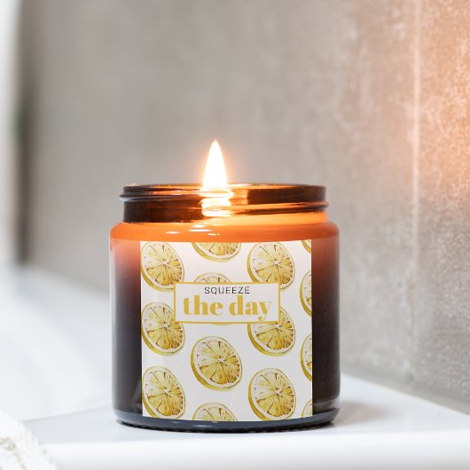 Moderne gelbe Zitronen Muster & drücken Sie den Ta Quadratischer Aufkleber