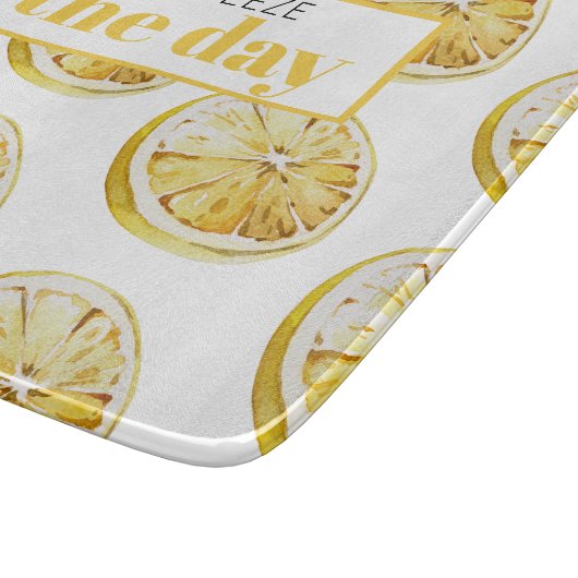 Moderne gelbe Zitronen Muster & drücken Sie den Ta Schneidebrett (Ecke)