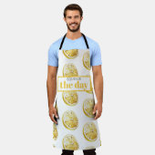 Moderne gelbe Zitronen Muster & drücken Sie den Ta Schürze (Getragen)
