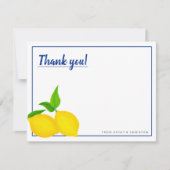 Moderne Gelbe Zitrusfrüchte in Blau Dankeskarte (Vorderseite)