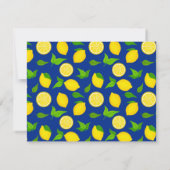 Moderne Gelbe Zitrusfrüchte in Blau Dankeskarte (Rückseite)