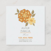 Moderne Gelborange Illustrierte Blume Quadratische Visitenkarte (Rückseite)