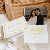 Moderne Gelbwavy-Frame-Foto-Hochzeit Dankeskarte