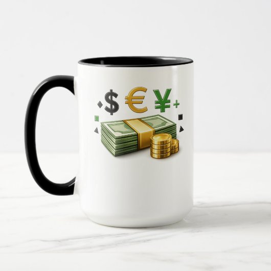 Moderne Geldstapel-Design-Tasse Tasse (Links)