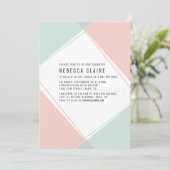 Moderne Gem Coral und Mint Bat Mitzvah Einladung (Stehend Vorderseite)