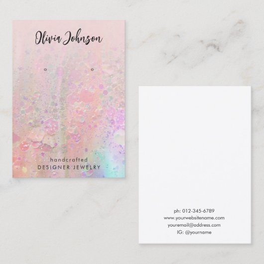 Moderne Gem Marble Juwelen Earring Display Visitenkarte (Vorne/Hinten)
