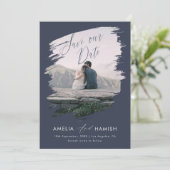 Moderne gemalte Foto-Save-the-Date-Hochzeit Save The Date (Stehend Vorderseite)